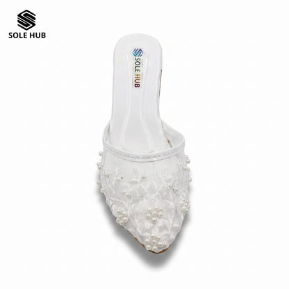 Women's Embroidered Party Heels | Elegant Festive Slip-On Shoes