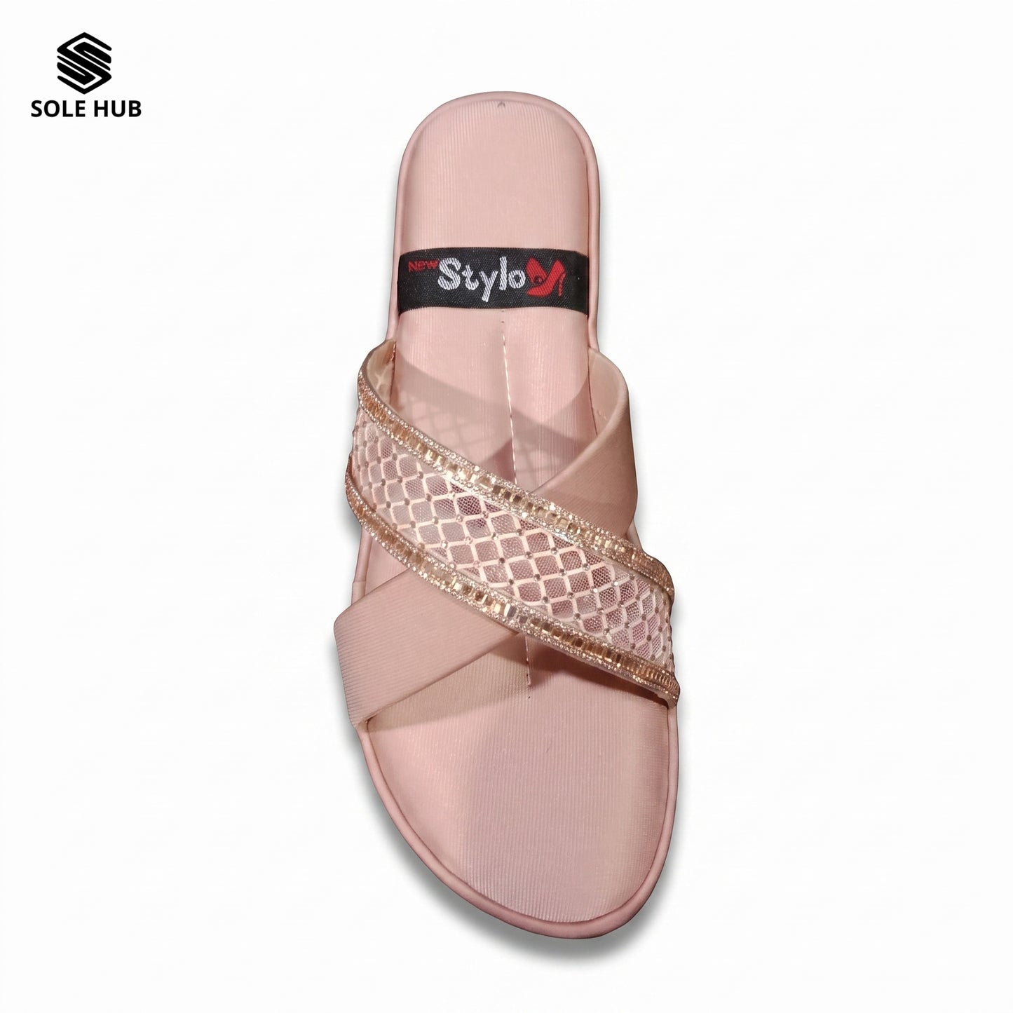 Women's Pink Flats Sandals | Stylish Cross-Strap Slip-On Footwear