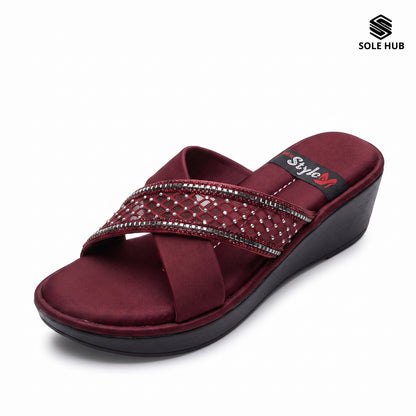 Women's Pink Flats Sandals | Stylish Cross-Strap Slip-On Footwear