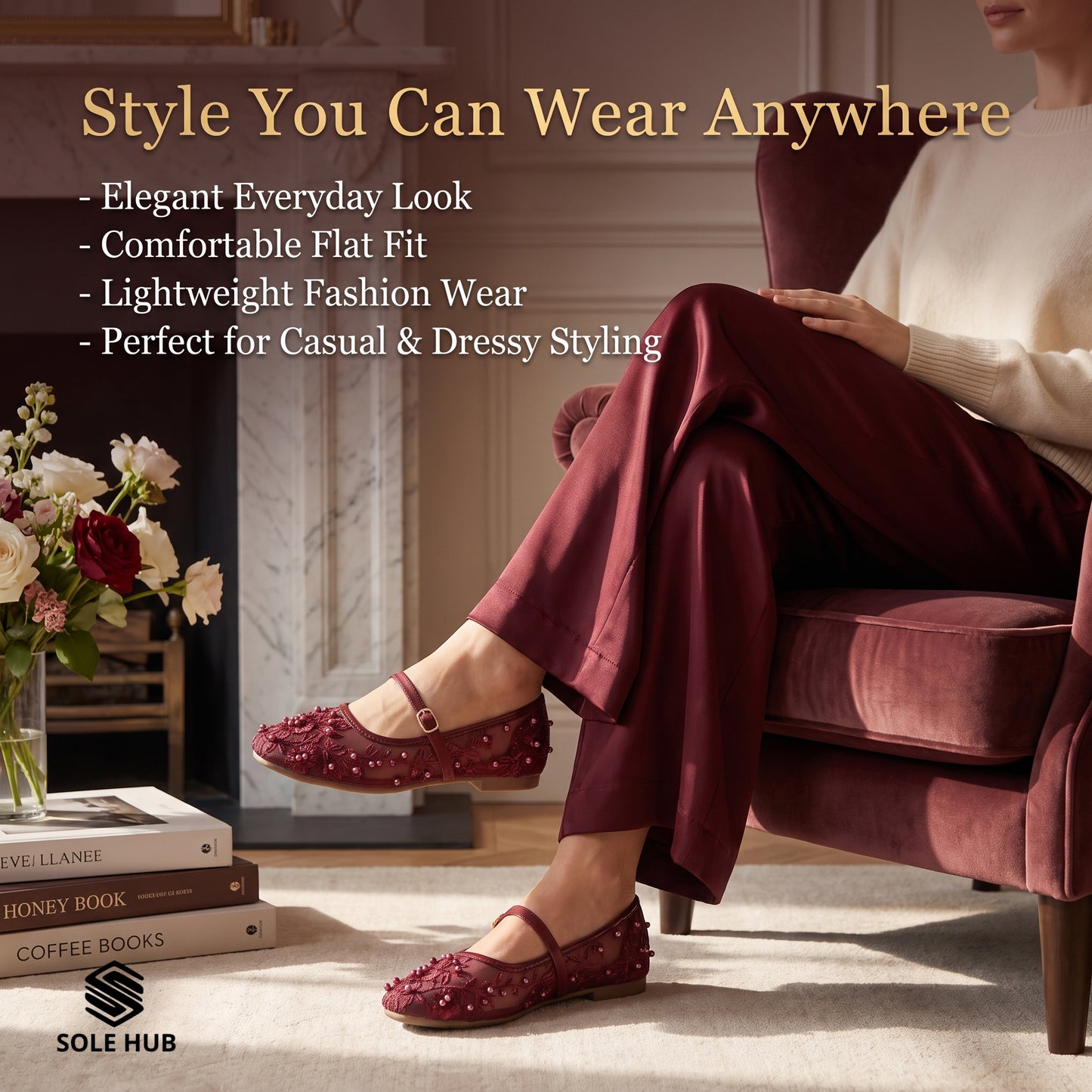 Women's Embroidered Flat Shoes | Elegant Mesh Ballet Flats