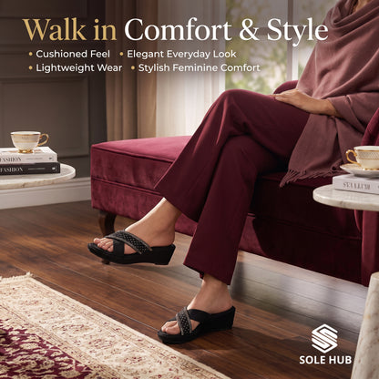 Women's Pink Flats Sandals | Stylish Cross-Strap Slip-On Footwear