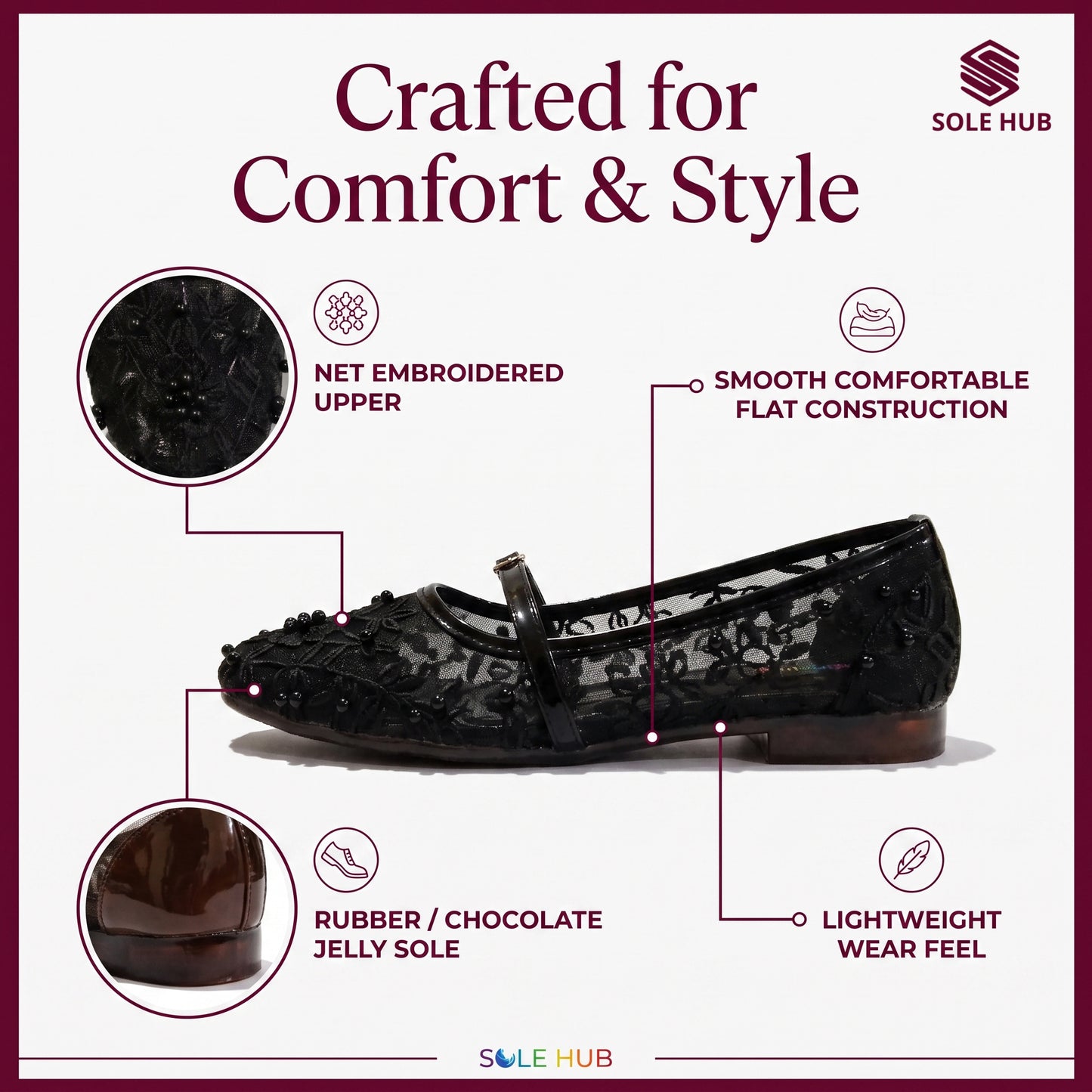 Women's Embroidered Flat Shoes | Elegant Mesh Ballet Flats