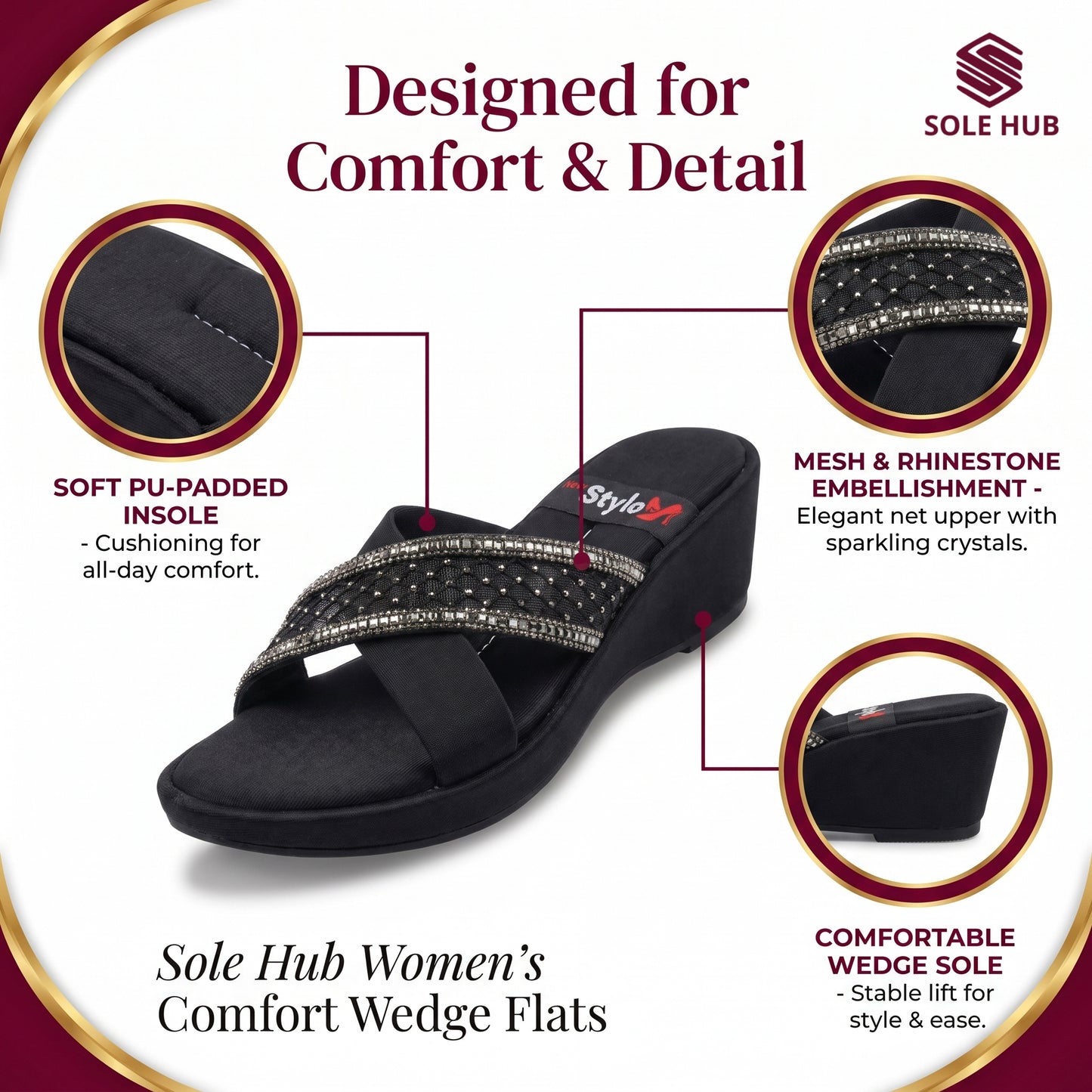 Women's Pink Flats Sandals | Stylish Cross-Strap Slip-On Footwear