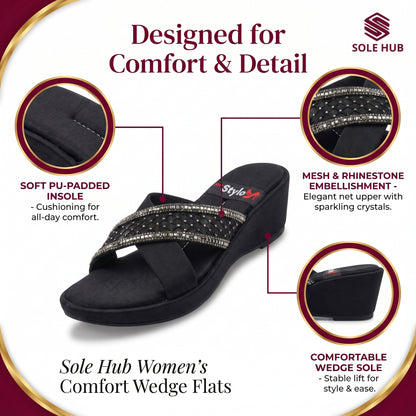 Women's Pink Flats Sandals | Stylish Cross-Strap Slip-On Footwear
