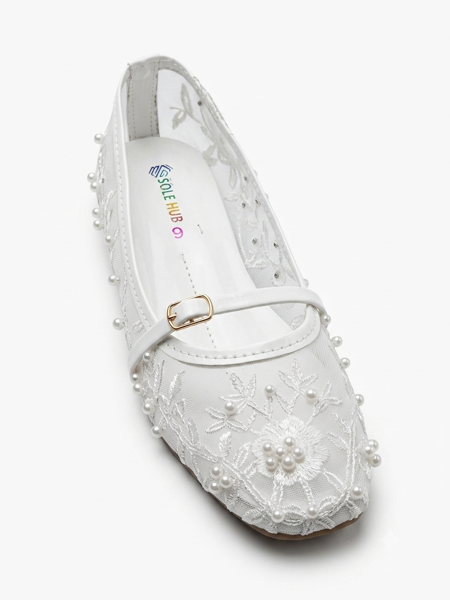 Women's Embroidered Flat Shoes | Elegant Mesh Ballet Flats